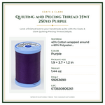 Product Specifications – Quilting and Piecing Thread 35wt 250yd Purple
