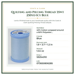 Product Specifications – Quilting and Piecing Thread 35wt 250yd Icy Blue