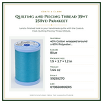 Product Specifications – Quilting and Piecing Thread 35wt 250yd Parakeet