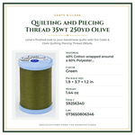 Product Specifications – Quilting and Piecing Thread 35wt 250yd Olive