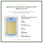 Product Specifications – Quilting and Piecing Thread 35wt 250yd Yellow