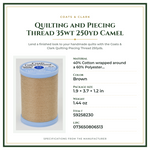 Product Specifications – Quilting and Piecing Thread 35wt 250yd Camel