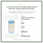 Product Specifications – Coats Cotton Covered Quilting & Piecing Thread 500 yds Pearl