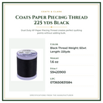 Product Specifications – Coats Paper Piecing Thread 225 yds Black