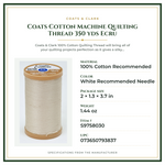 Product Specifications – Coats Cotton Machine Quilting Thread 350 yds Ecru