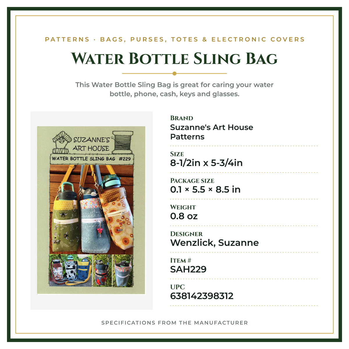 Product Specifications – Water Bottle Sling Bag