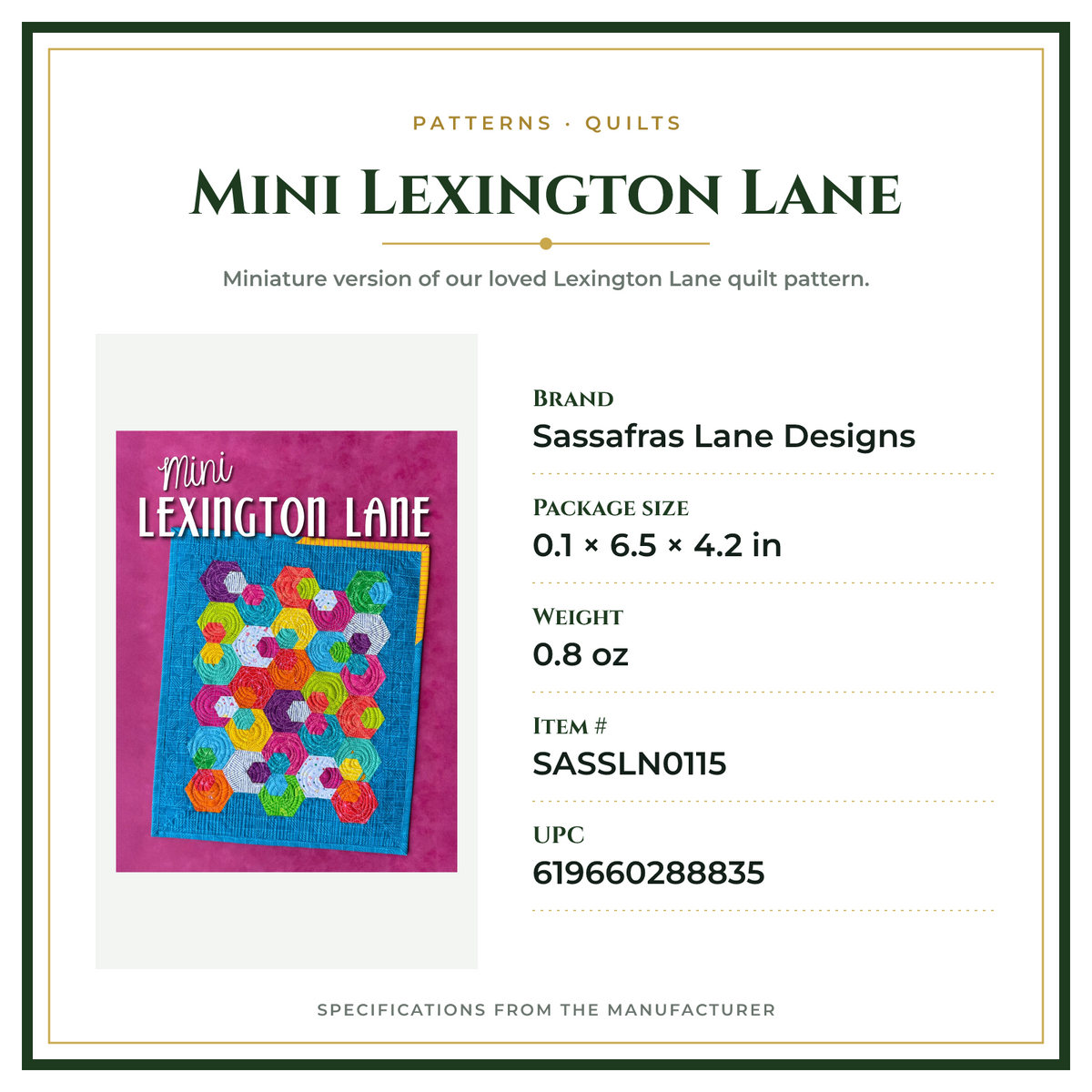 Product Specifications – Mini Lexington Lane
