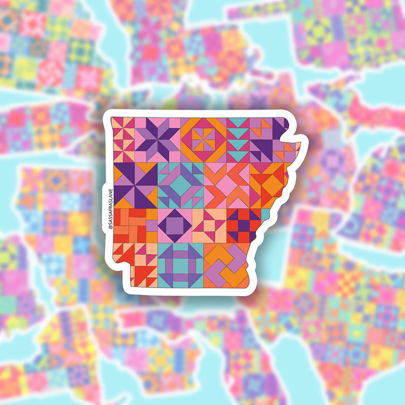 Arkansas State Quilt Stickers 6pk