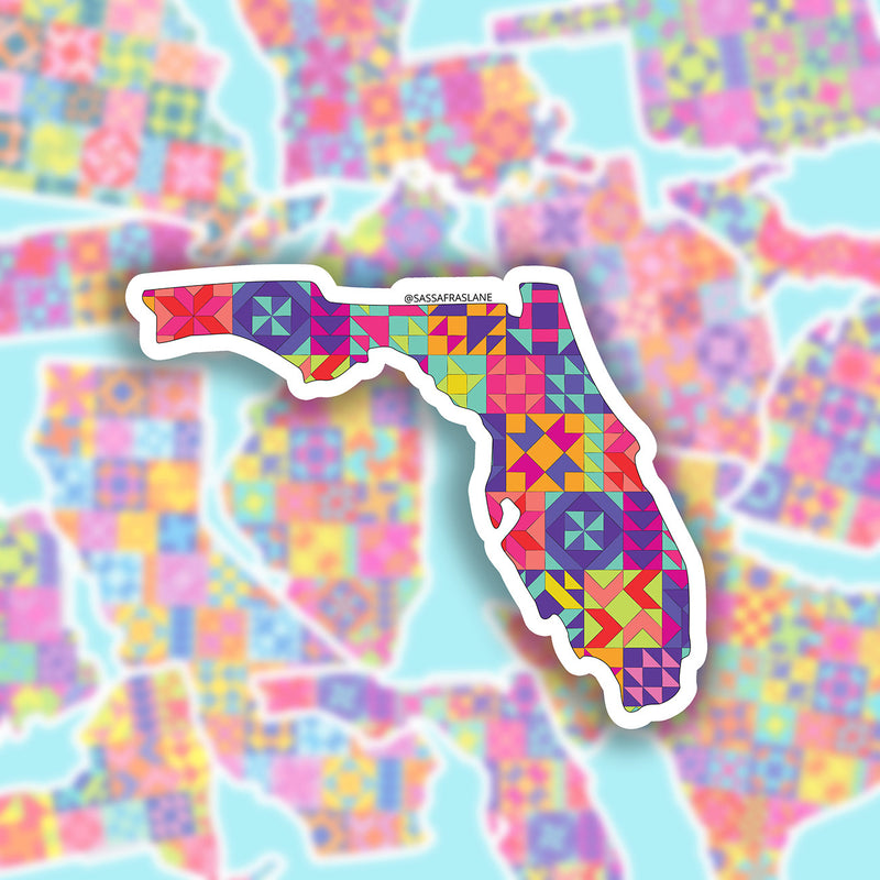 Florida State Quilt Stickers 6pk