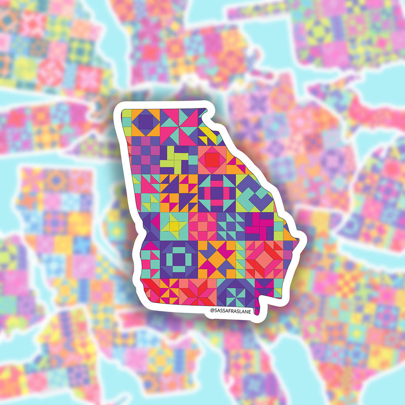 Georgia State Quilt Stickers 6pk