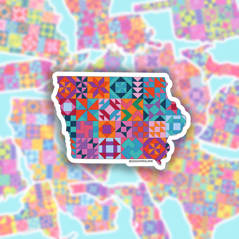 Iowa State Quilt Stickers 6pk