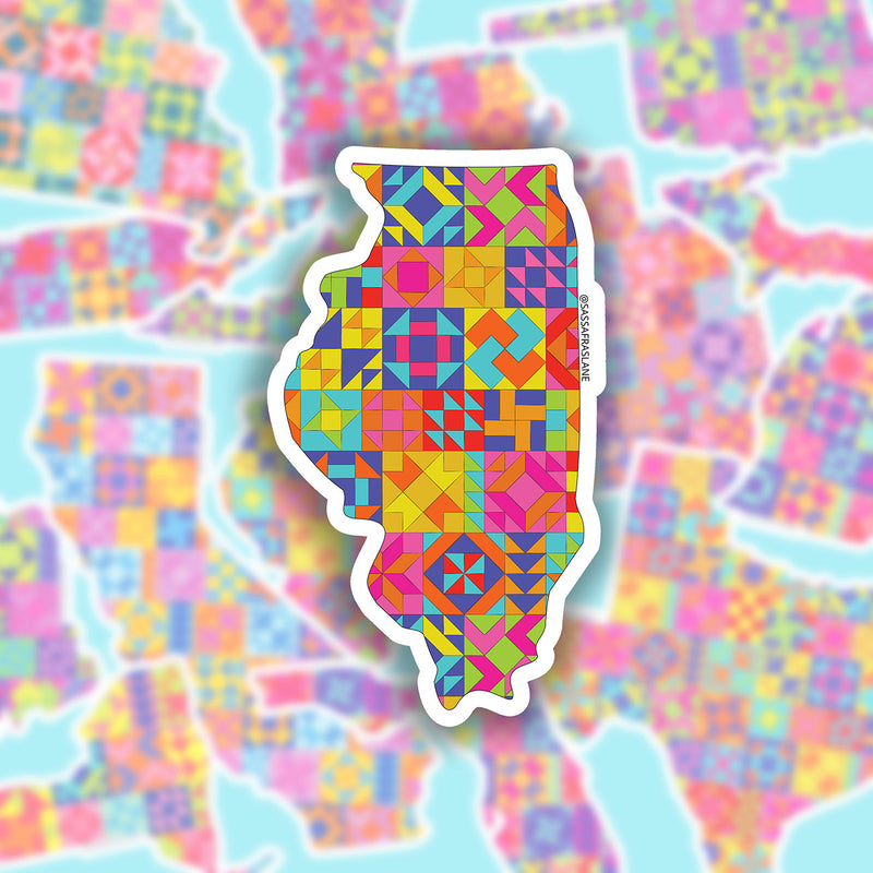 Illinois State Quilt Stickers 6pk