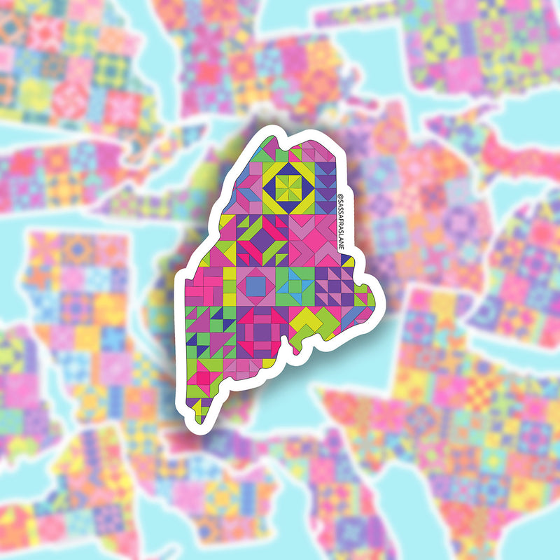 Maine State Quilt Stickers 6pk