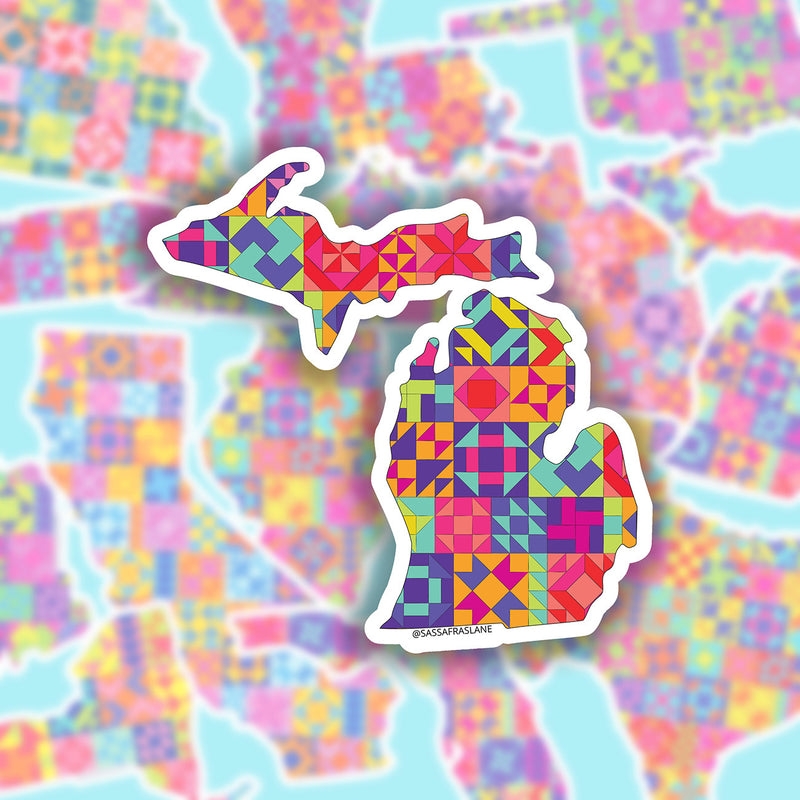 Michigan State Quilt Stickers 6pk