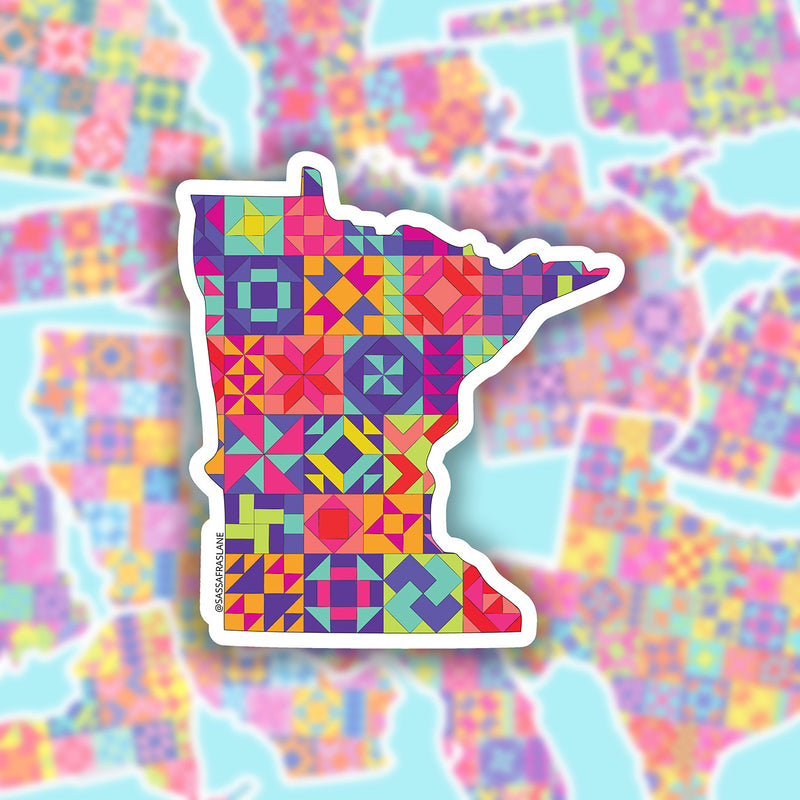 Minnesota State Quilt Stickers 6pk