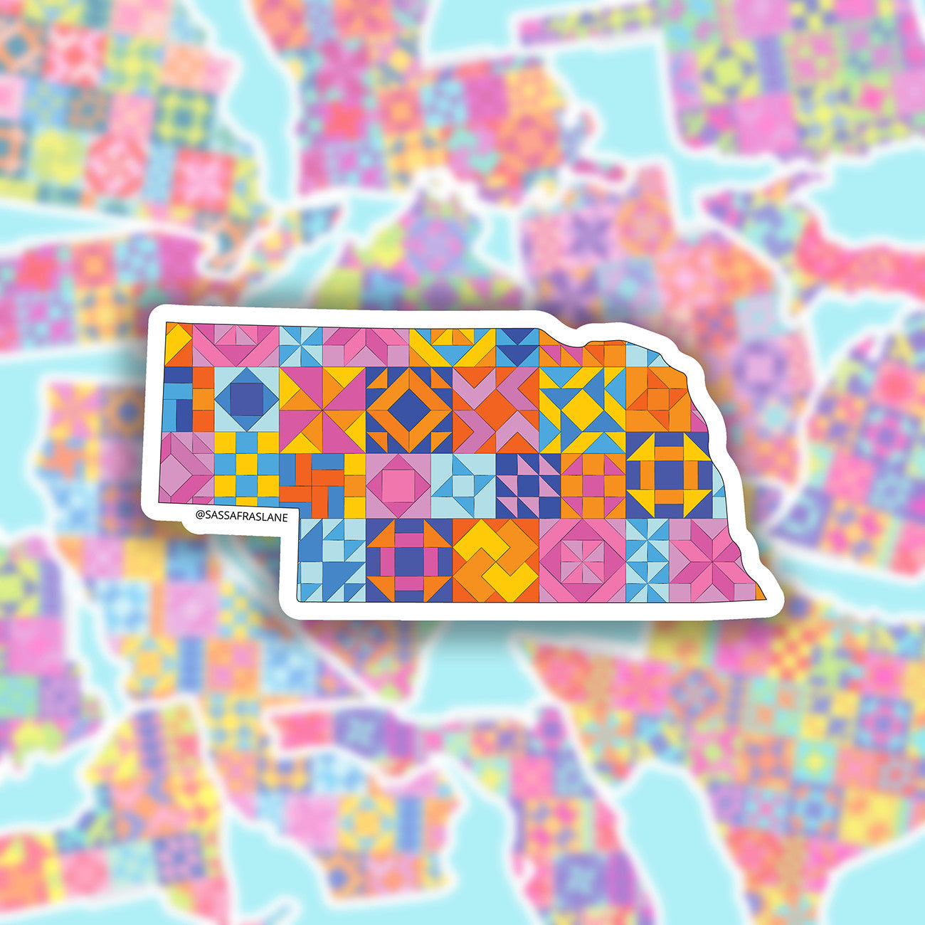 Nebraska State Quilt Stickers 6pk