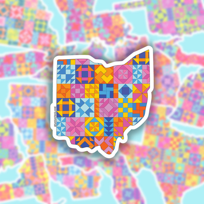 Ohio State Quilt Stickers 6pk