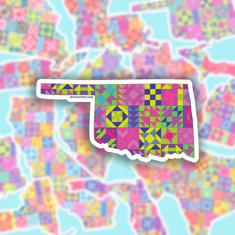 Oklahoma State Quilt Stickers 6pk