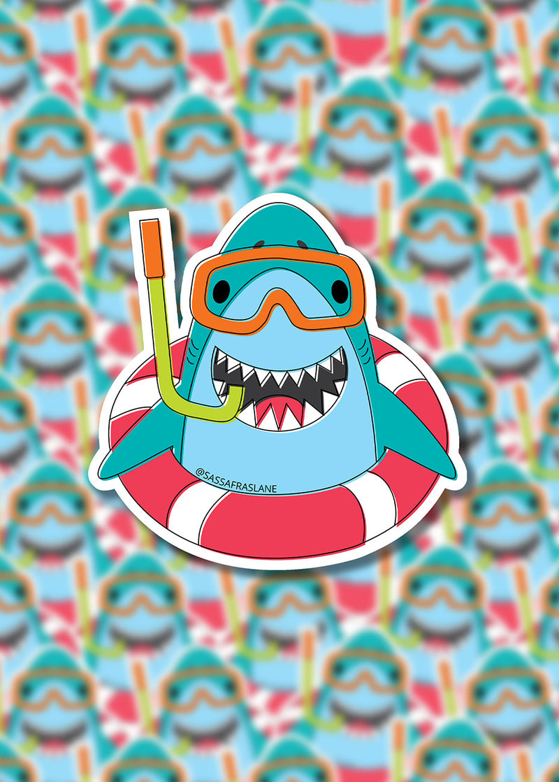 Snorkeling Shark Stickers 6pk