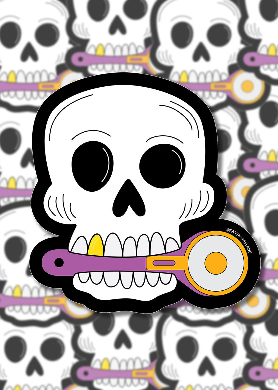 Skull with Rotary Cutter Stickers 6pk