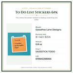 Product Specifications – To Do List Stickers 6pk