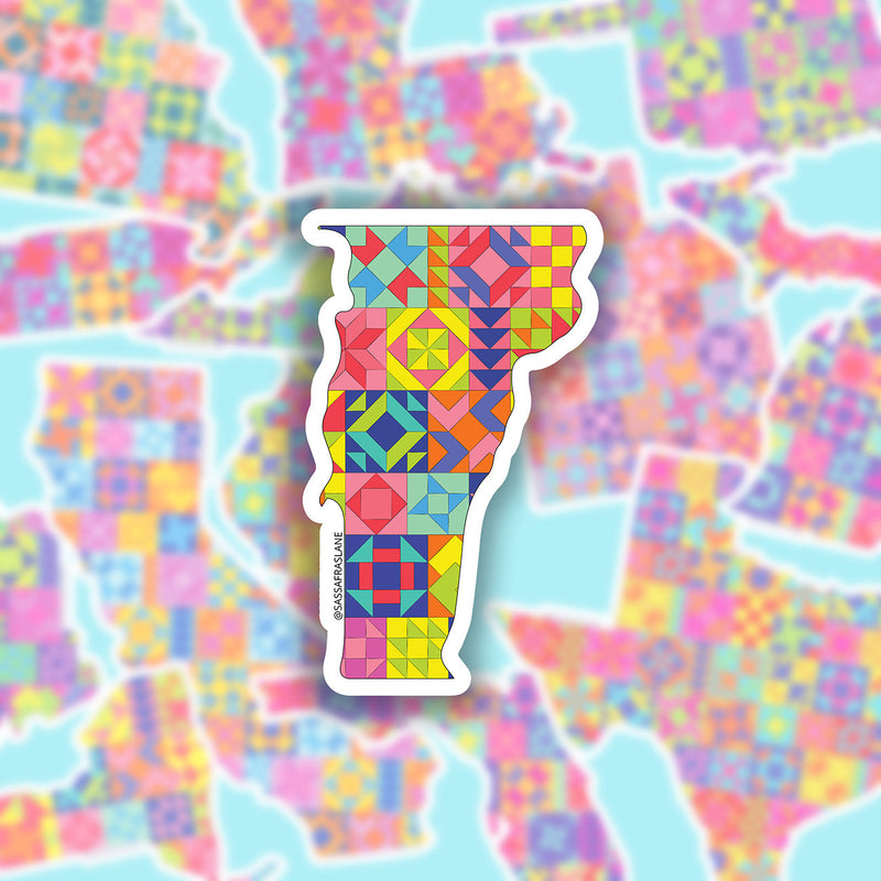 Vermont State Quilt Stickers 6pk