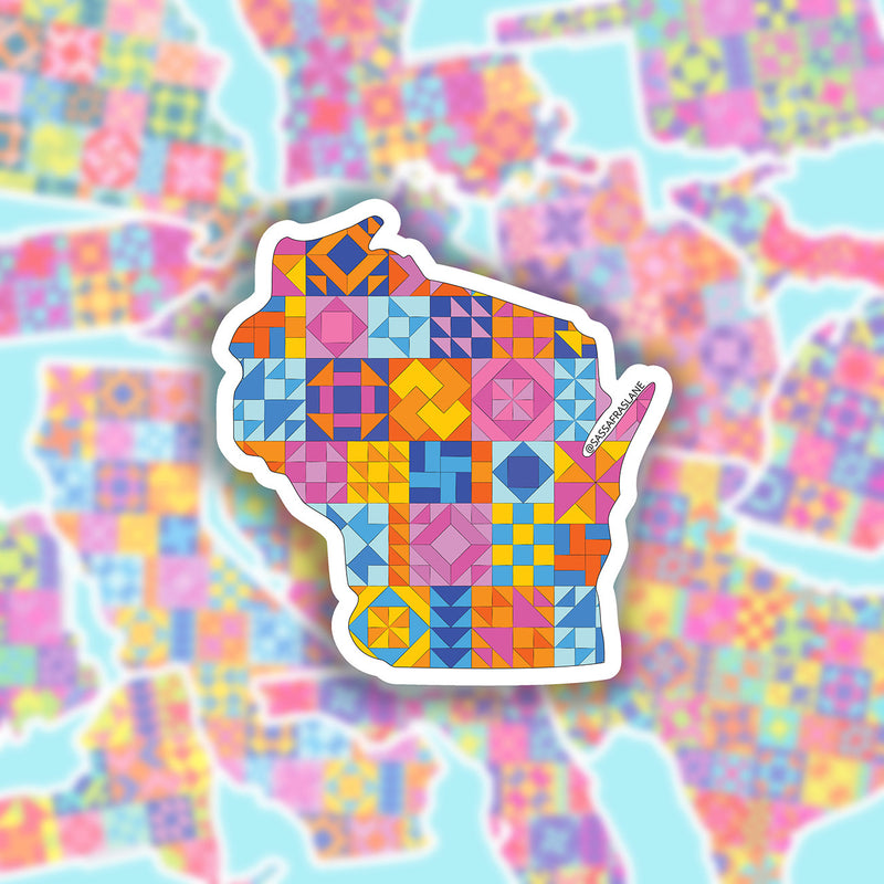 Wisconsin State Quilt Stickers 6pk
