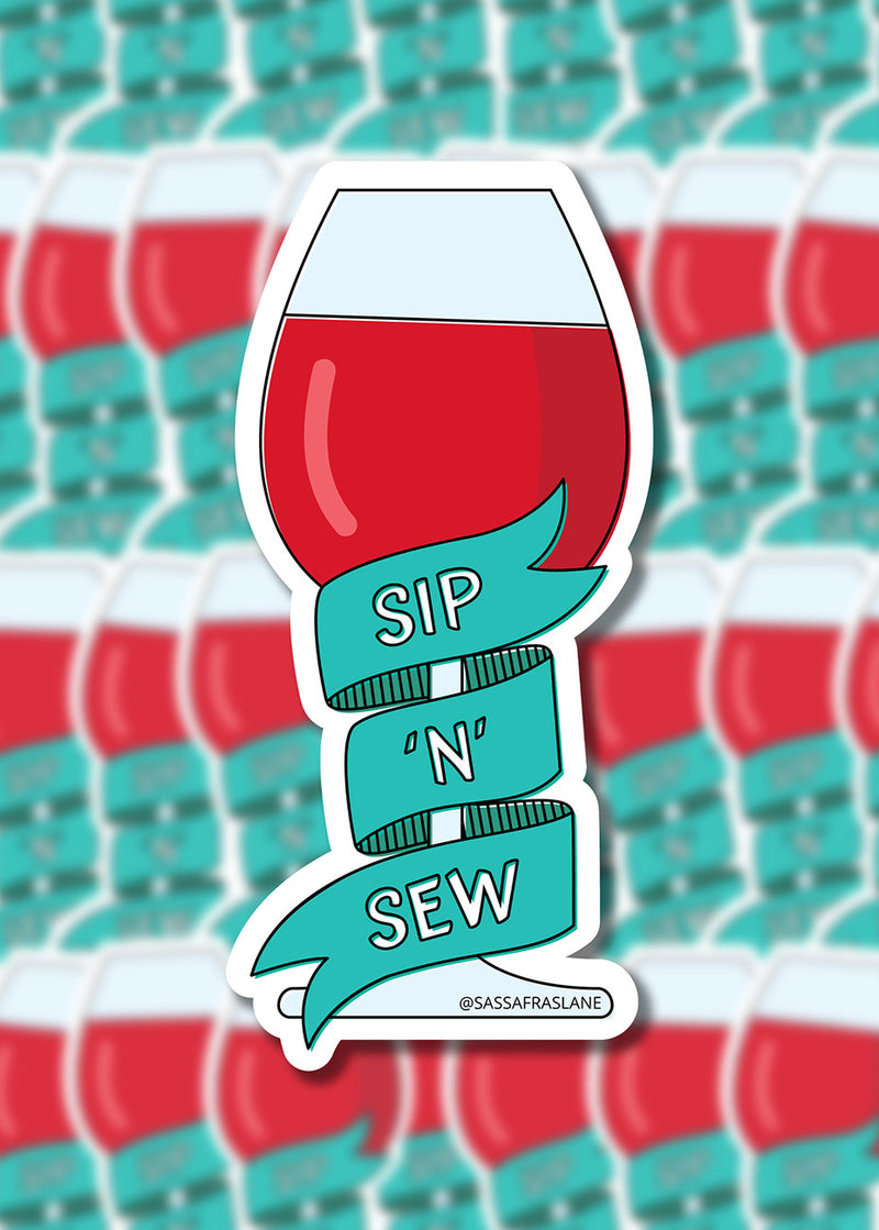 Sip 'n' Sew Wine Stickers 6pk
