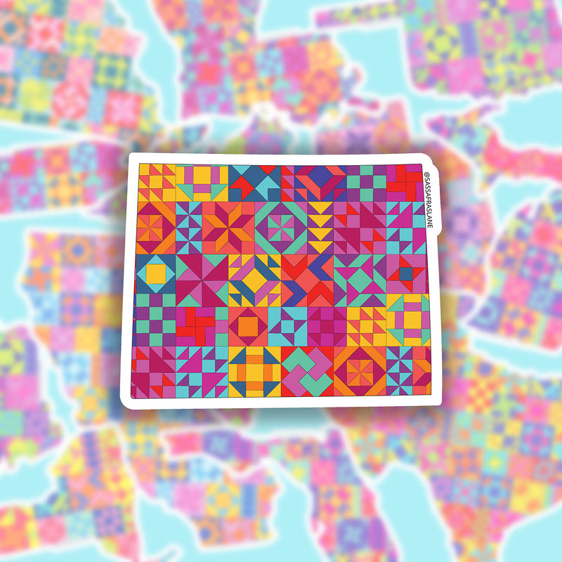 Wyoming State Quilt Stickers 6pk