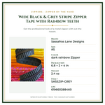 Product Specifications – Wide Black & Grey Stripe Zipper Tape with Rainbow teeth