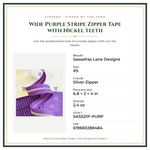 Product Specifications – Wide Purple Stripe Zipper Tape with Nickel teeth