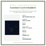 Product Specifications – Sashiko Cloth Rabbits