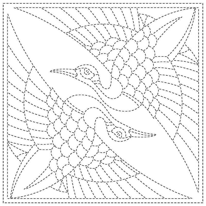 Sashiko Cloth Tow Cranes- White