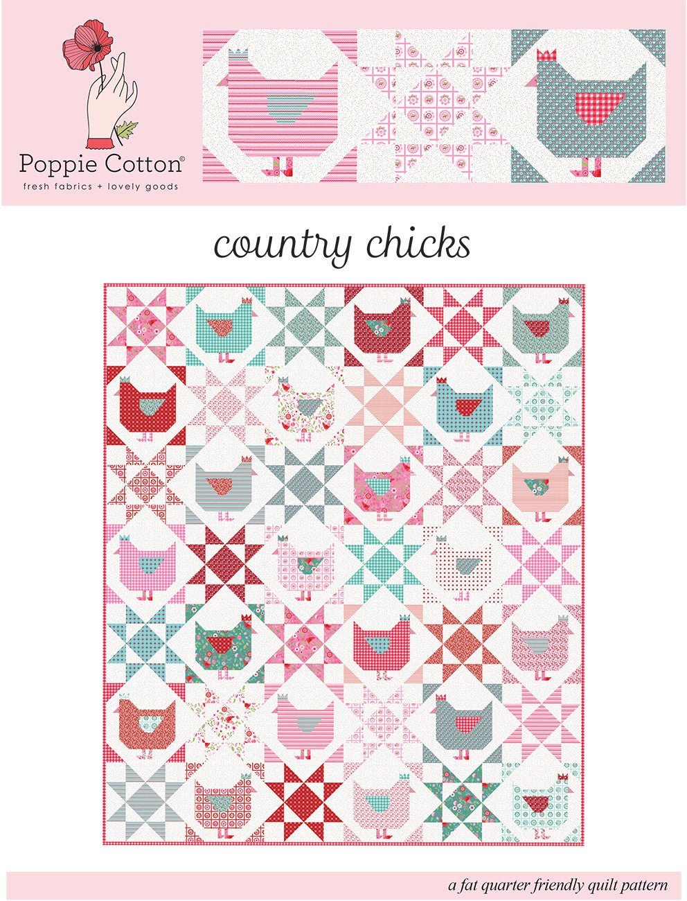 Quilt Pattern Smitten Chicken Country Chicks 72in x 84in