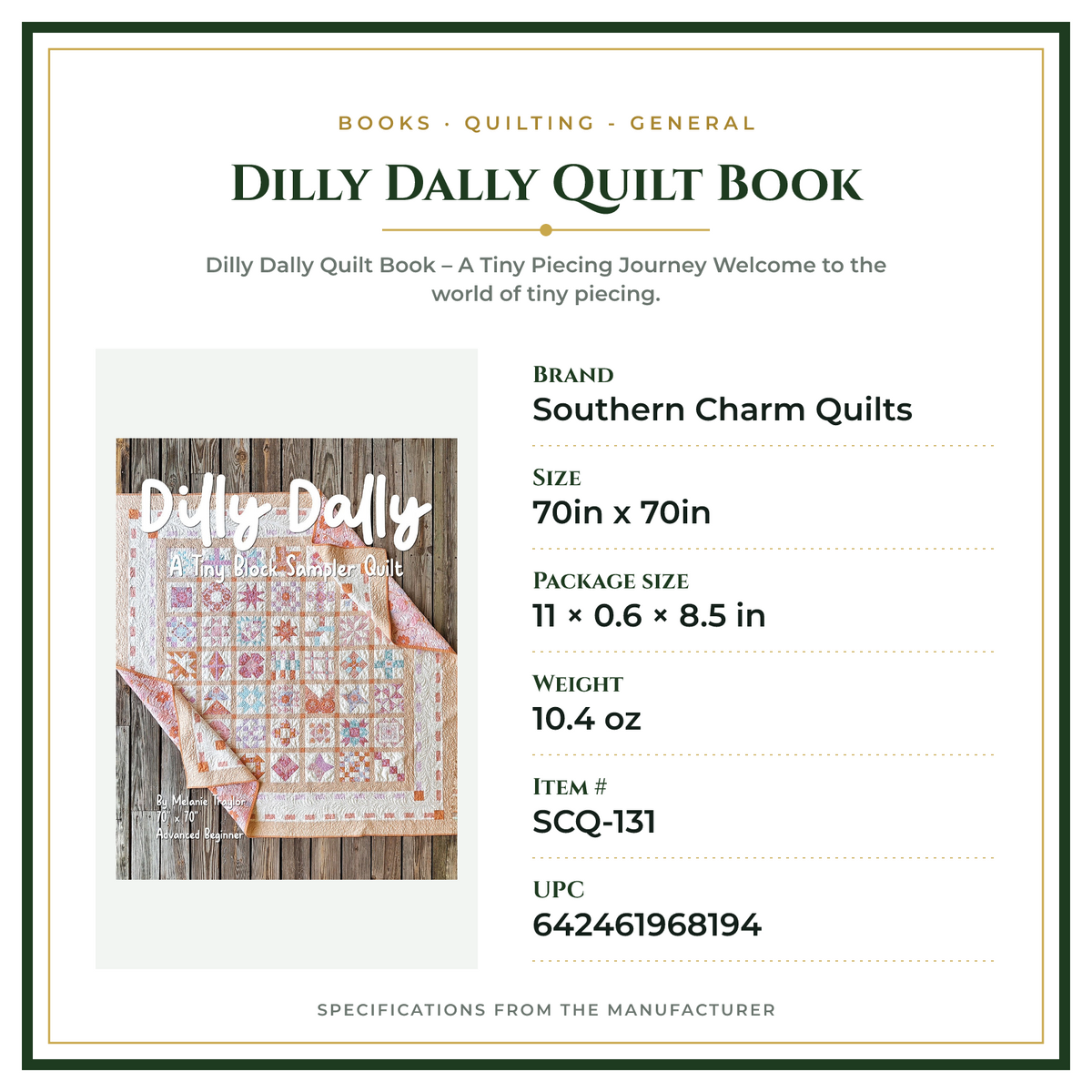 Product Specifications – Dilly Dally Quilt Book