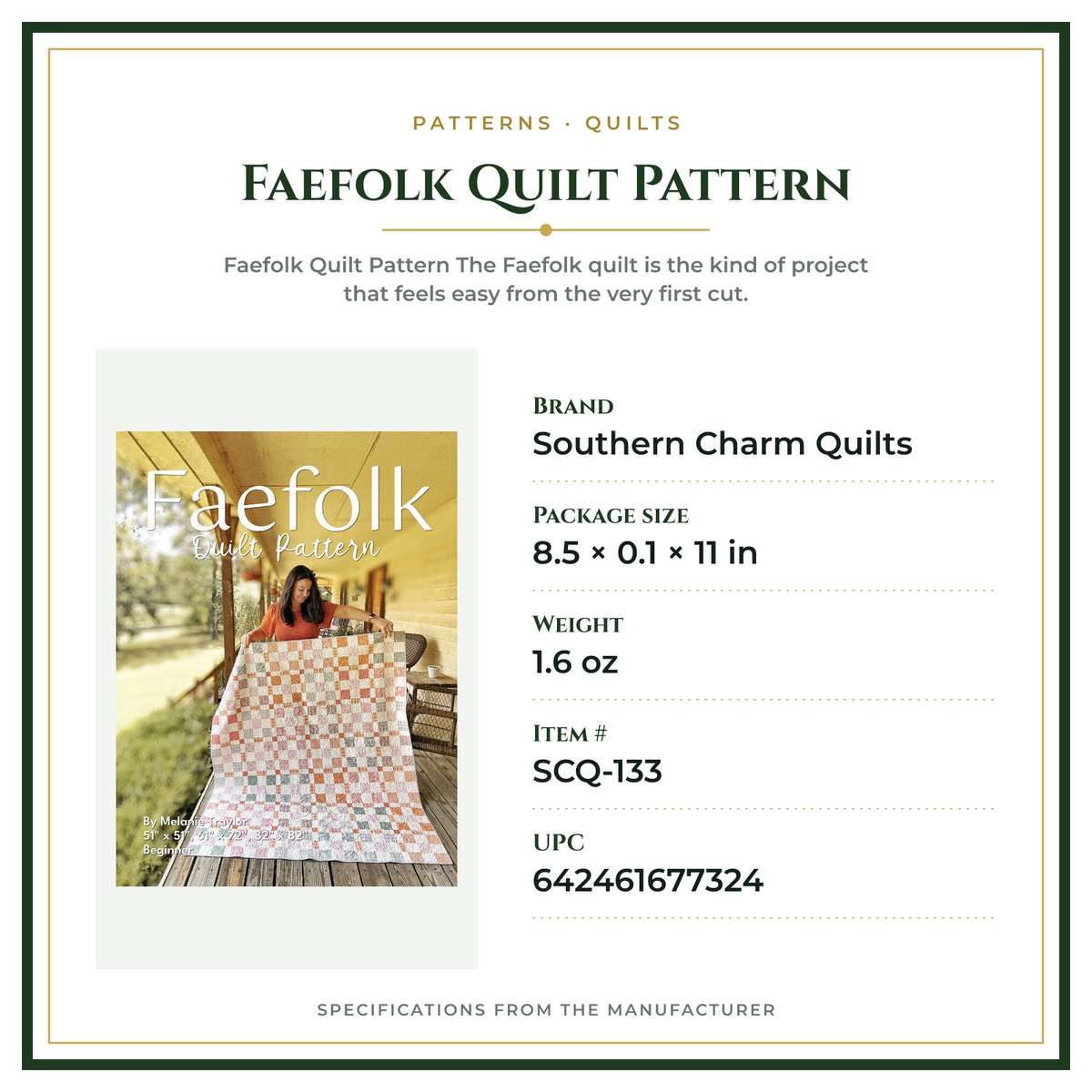 Product Specifications – Faefolk Quilt Pattern
