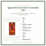 Product Specifications – Quilting & Utility Scissor 7in