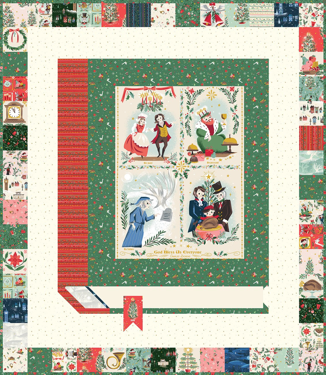 Carol A Dickens' Christmas Panel Quilt Store Display