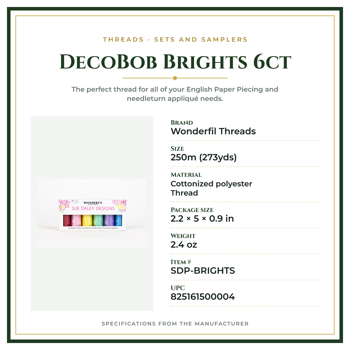 Product Specifications – DecoBob Brights 6ct
