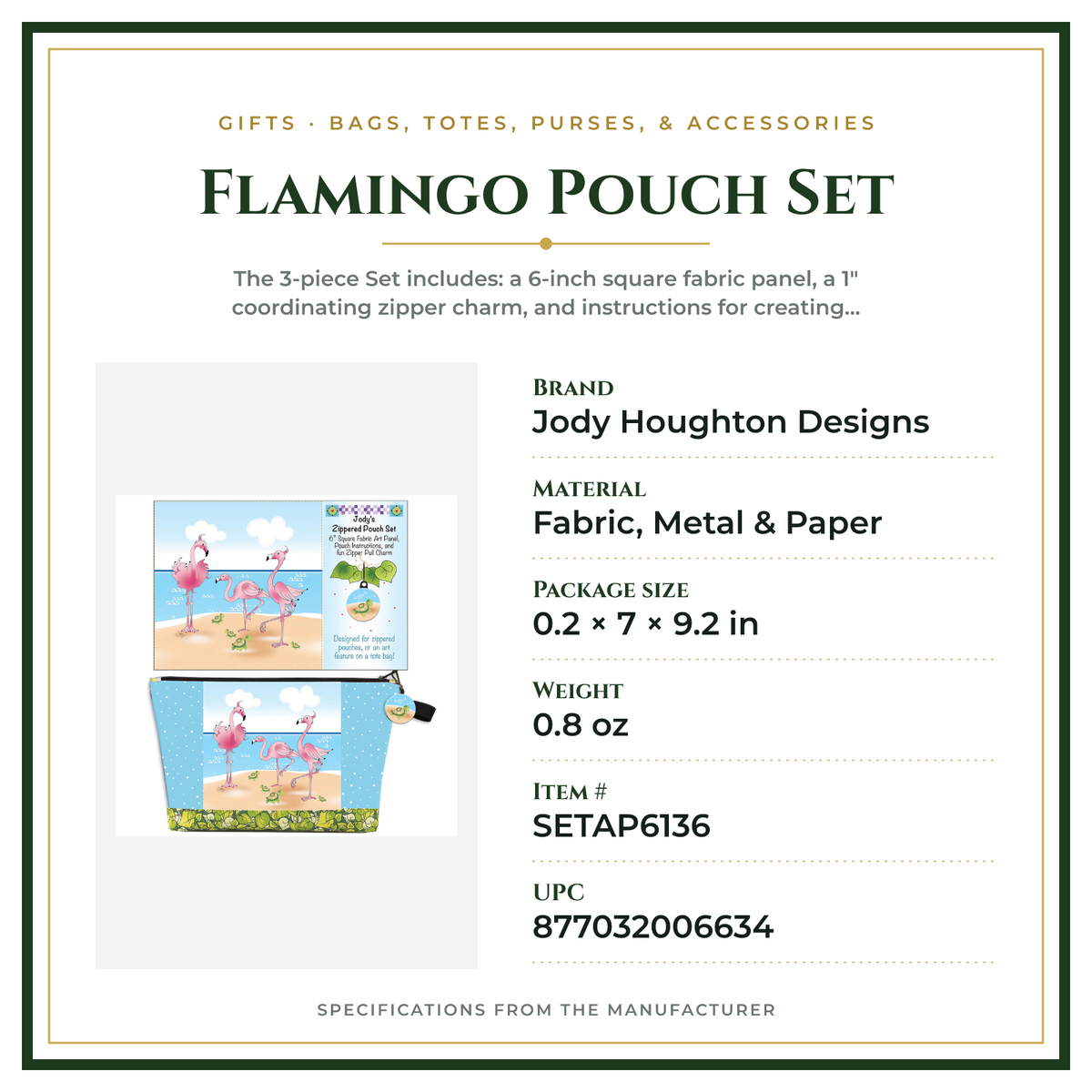 Product Specifications – Flamingo Pouch Set
