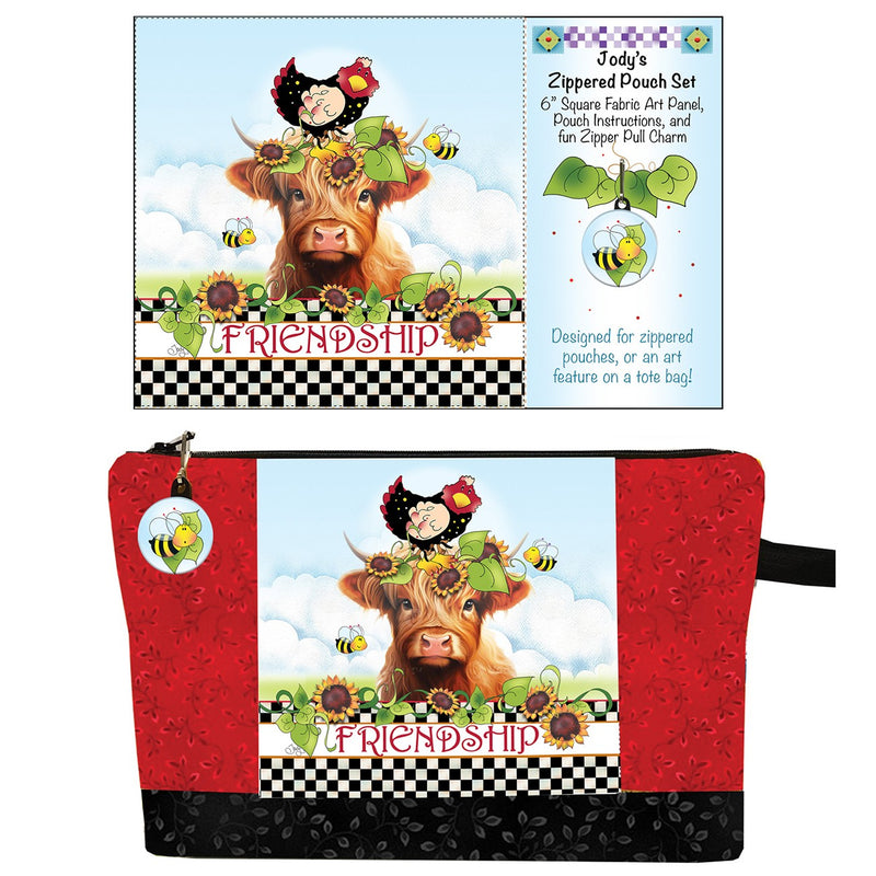 Zipper Pouch Set Highland Cow Friendship