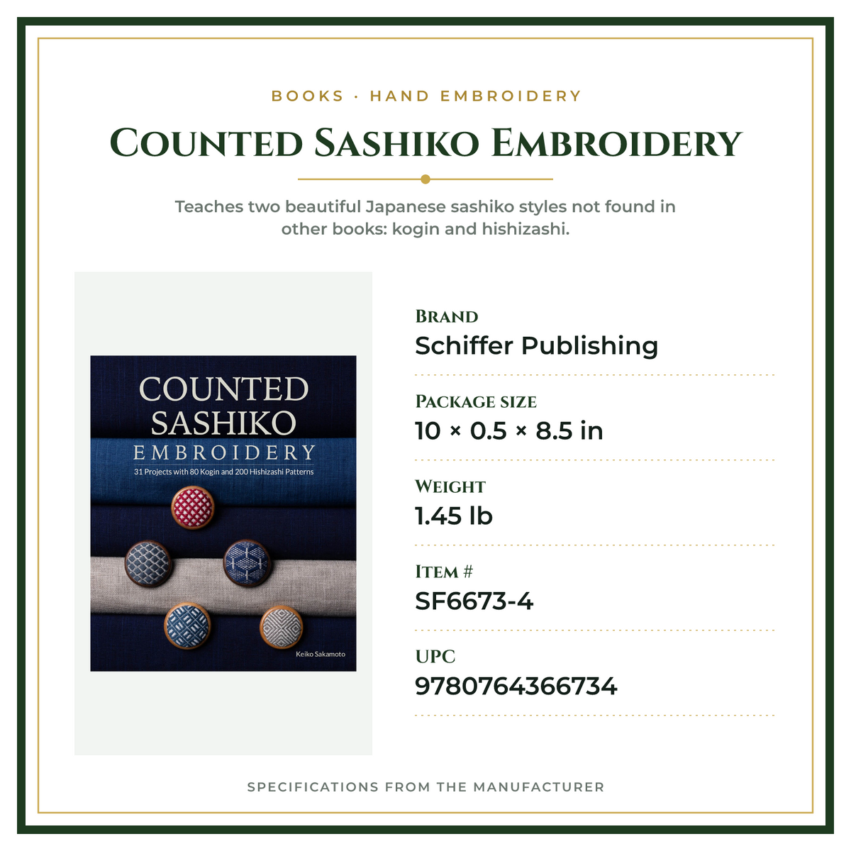 Product Specifications – Counted Sashiko Embroidery
