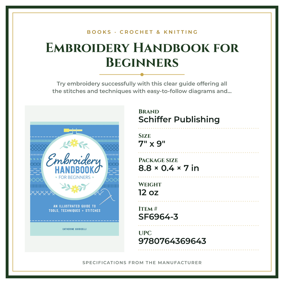 Product Specifications – Embroidery Handbook for Beginners