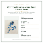 Product Specifications – Cotton Ribbon Apple Blue 5/8in x 5yds