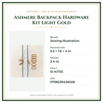 Product Specifications – Ashmere Backpack Hardware Kit Light Gold
