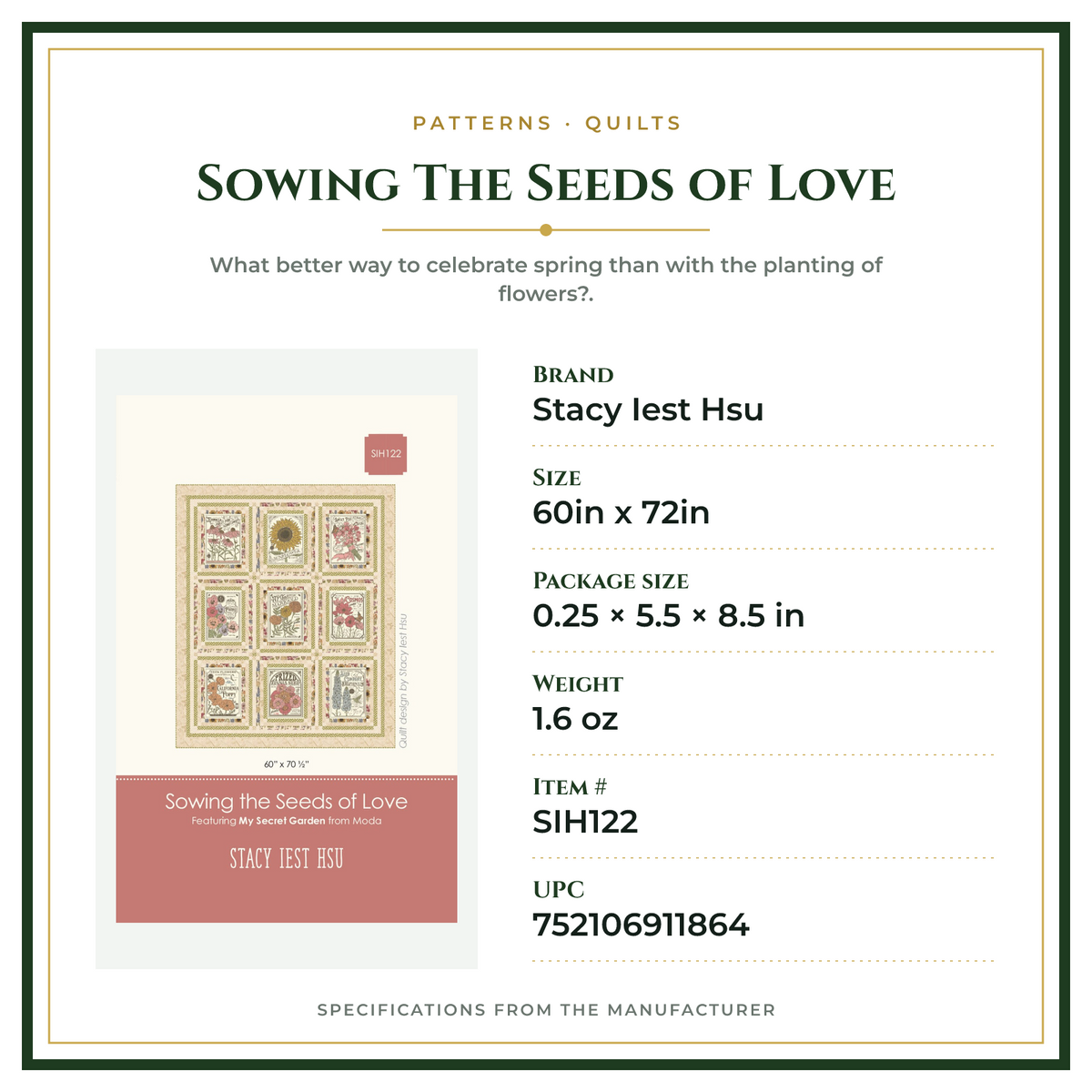 Product Specifications – Sowing The Seeds of Love