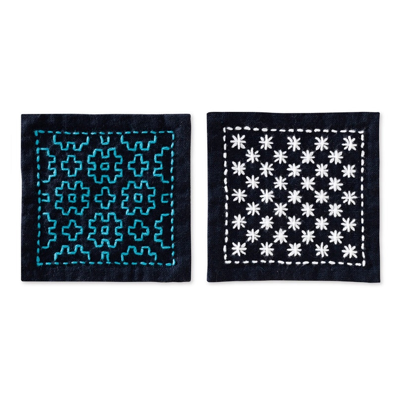 Sashiko Hitome-zashi kit - Coaster 2-piece set Navy