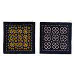 Sashiko Hitome-zashi kit - Coaster 2-piece set Navy