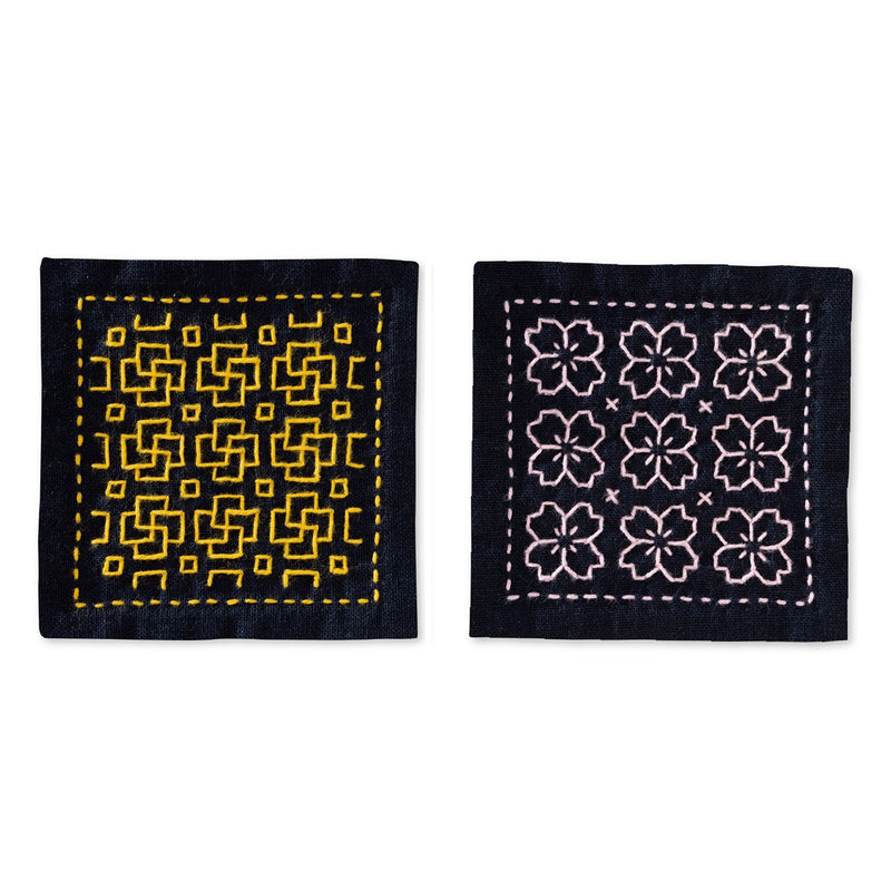 Sashiko Hitome-zashi kit - Coaster 2-piece set Navy