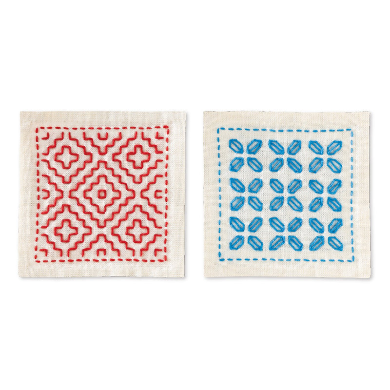 Sashiko Hitome-zashi kit - Coaster 2-piece set Ecru